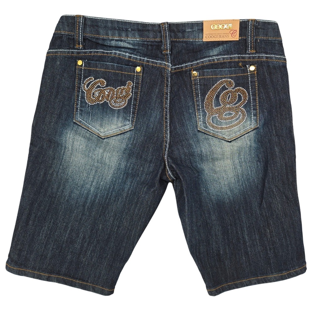 Coogi Size 9/10 Denim Shorts Womens Dark Wash Rhinestone Y2K Streetwear Bling